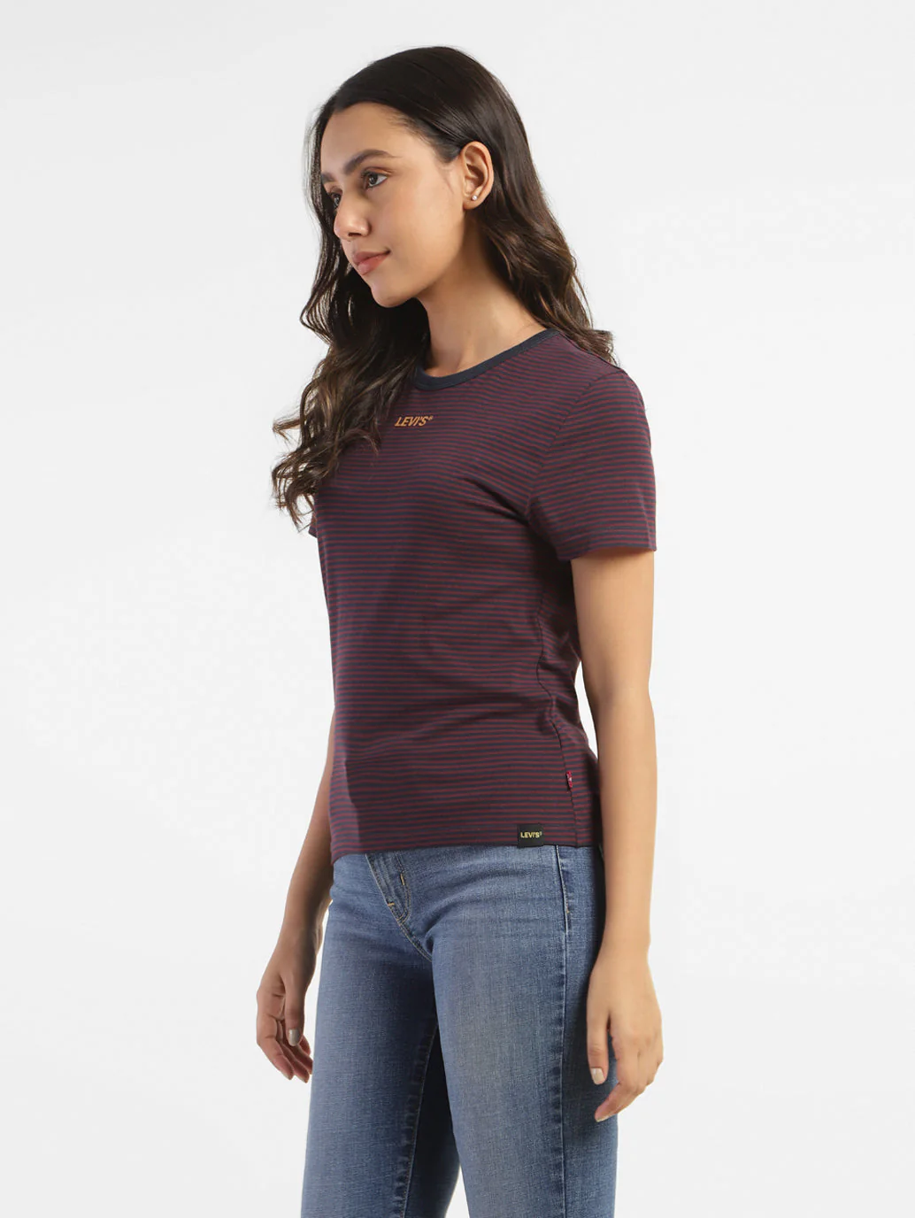 Women's Striped Slim Fit T-shirt Purple - Image 4