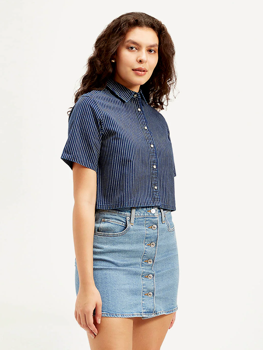Women's Striped Spread Collar Shirt - Image 5