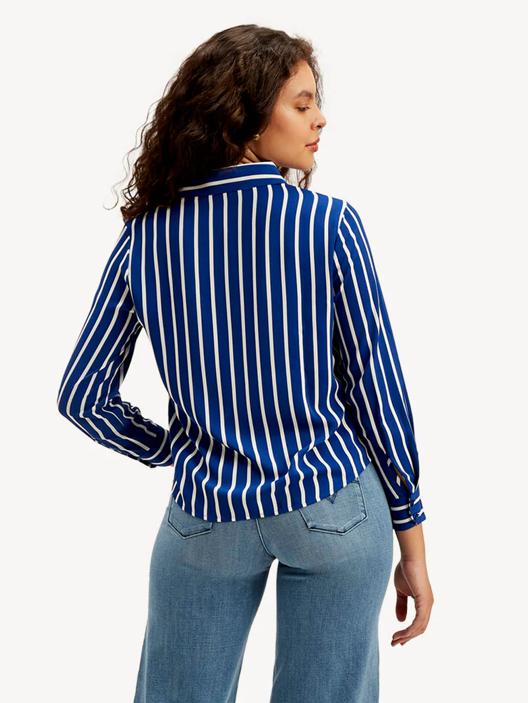 Women's Striped Spread Collar Shirt - Image 3