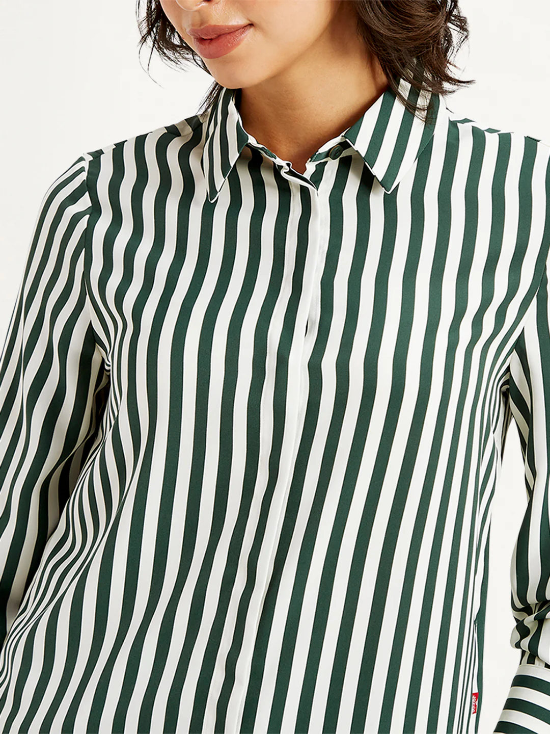 Women's Striped Spread Collar Shirt - Image 3