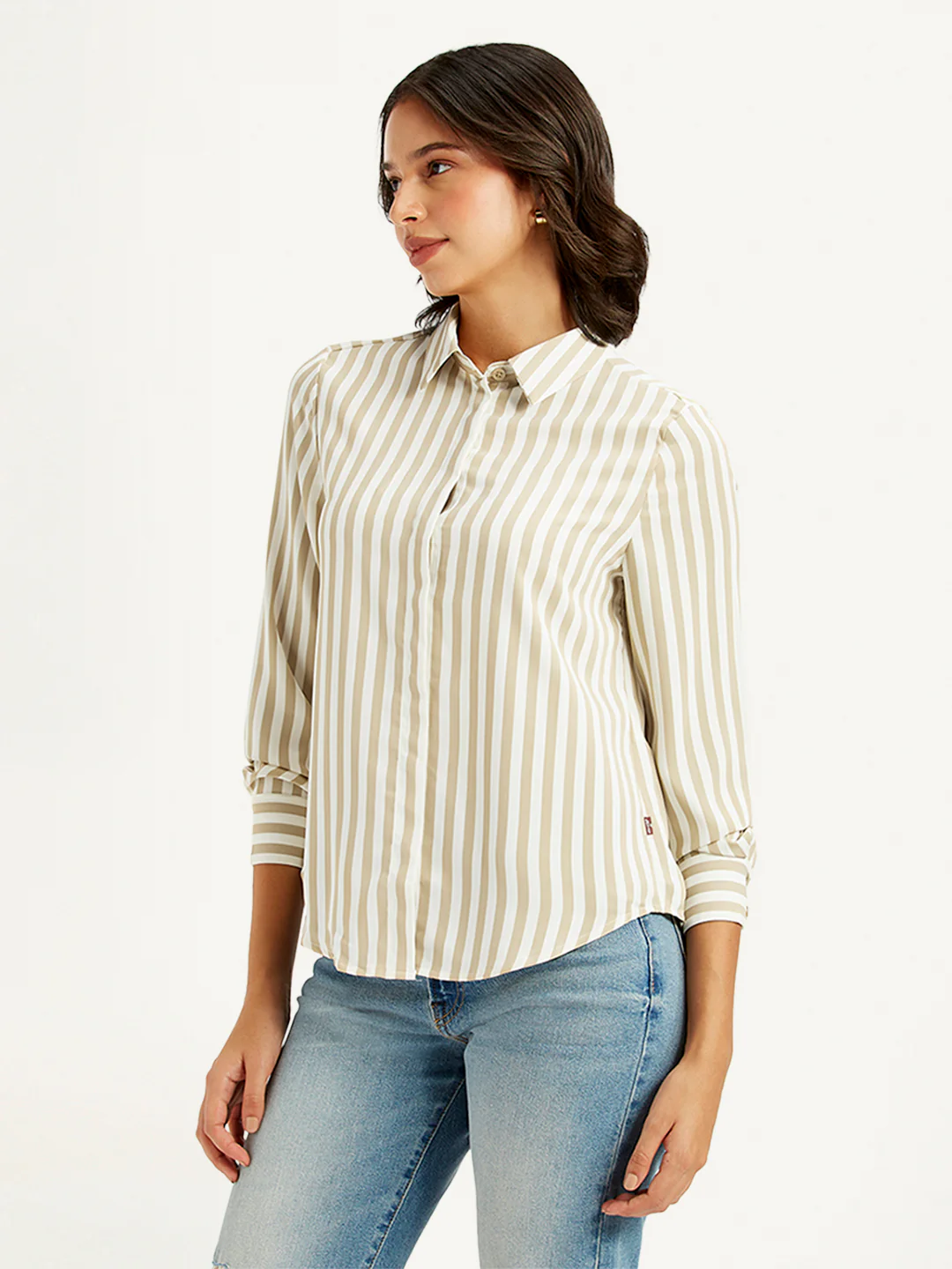 Women's Striped Spread Collar Shirt - Image 4