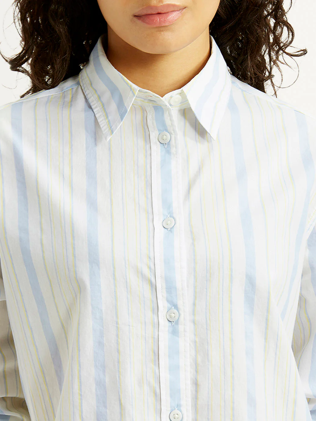 Women's Striped White Relaxed Fit Poplin Shirt - Image 3