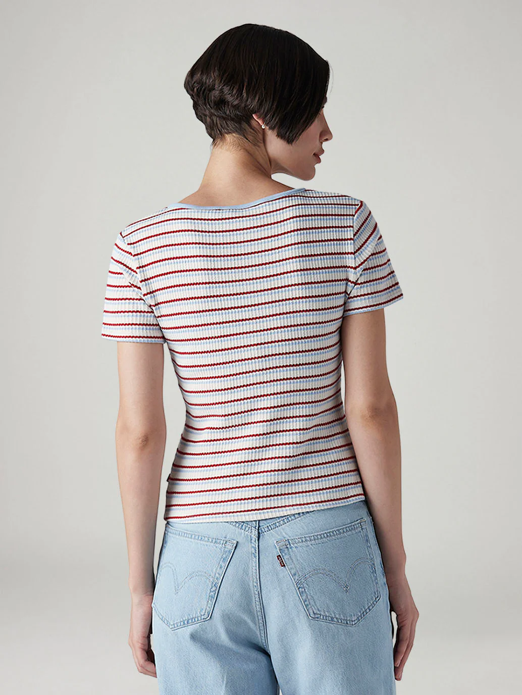 Women's Striped Multi Color Scoop Neck Top - Image 2