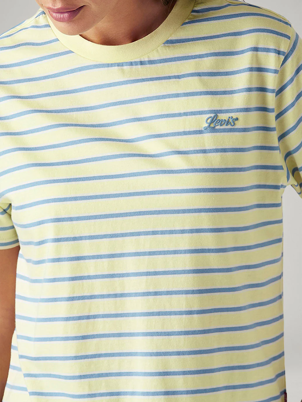 Women's Striped Yellow Relaxed Fit T-shirt - Image 4