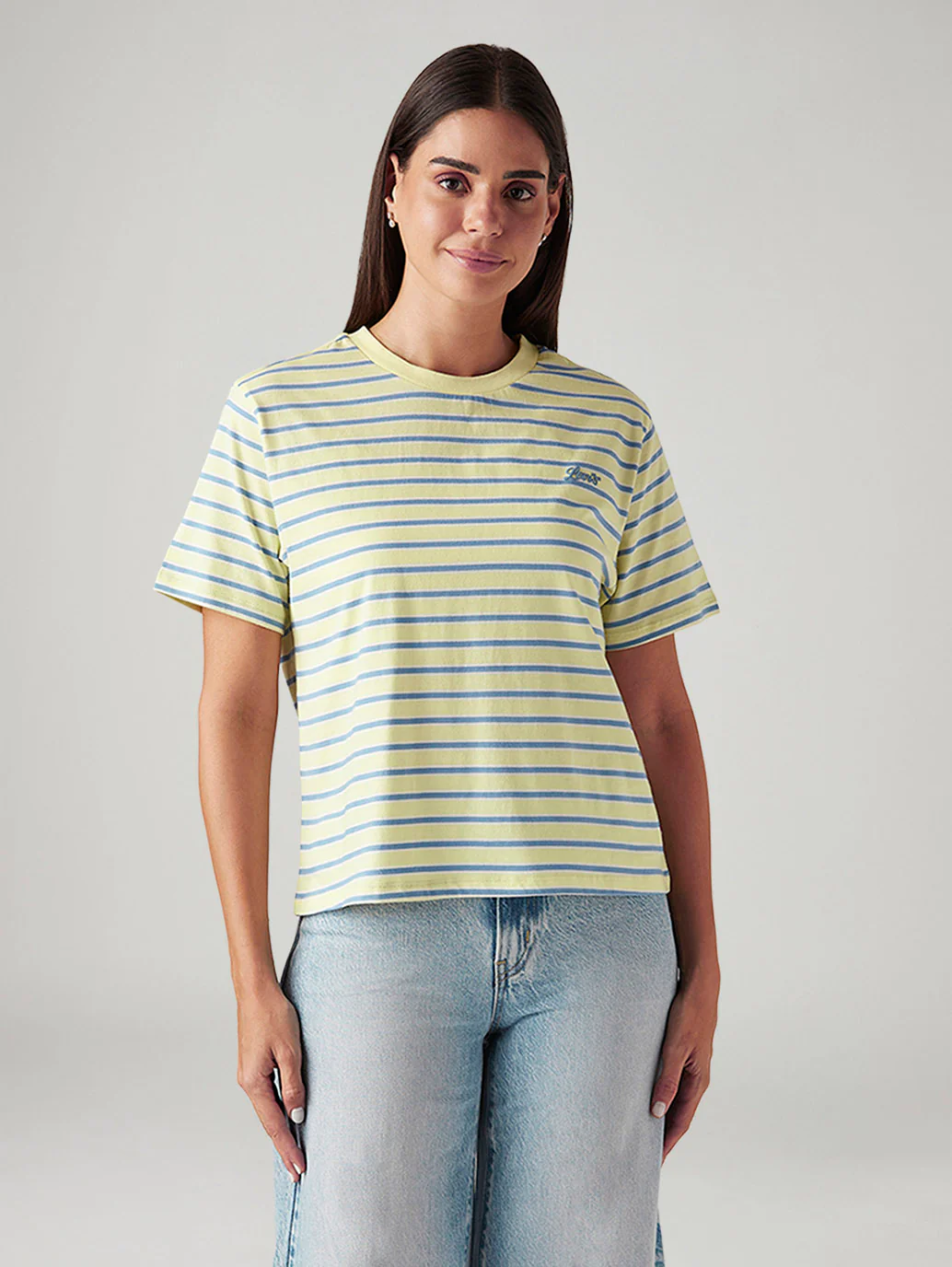Women's Striped Yellow Relaxed Fit T-shirt - Image 5