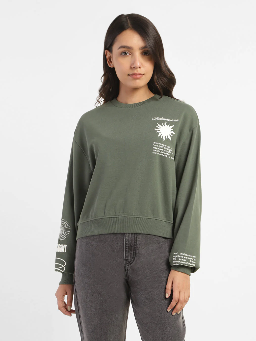 Women's Graphic Print Crew Neck Sweatshirt - Image 2