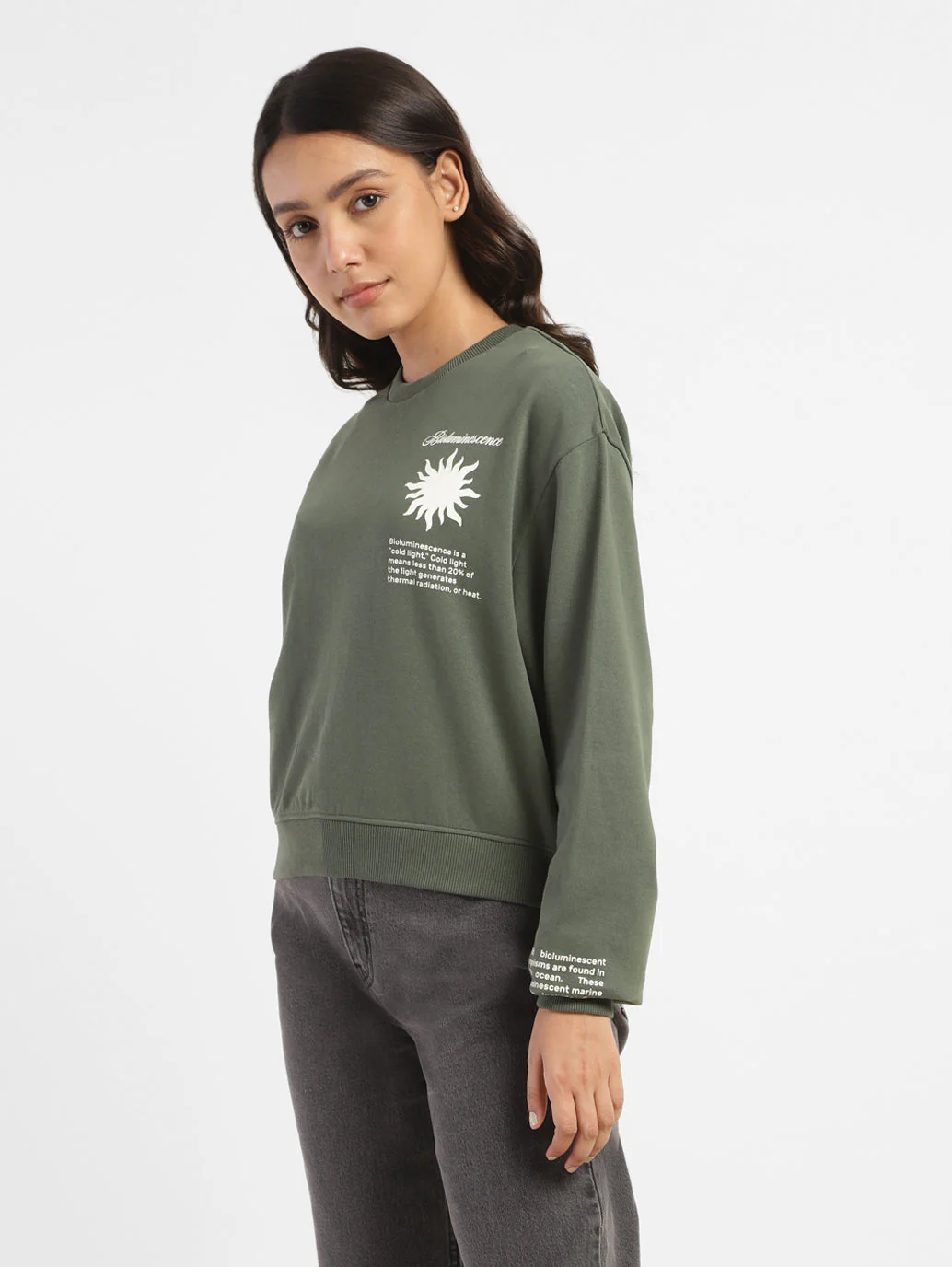 Women's Graphic Print Crew Neck Sweatshirt - Image 4
