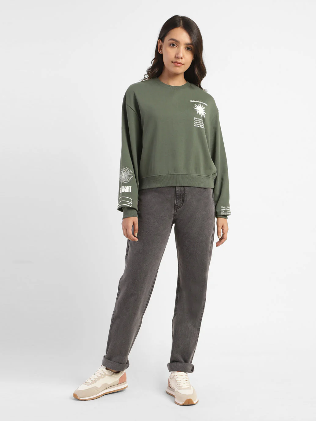 Women's Graphic Print Crew Neck Sweatshirt - Image 5