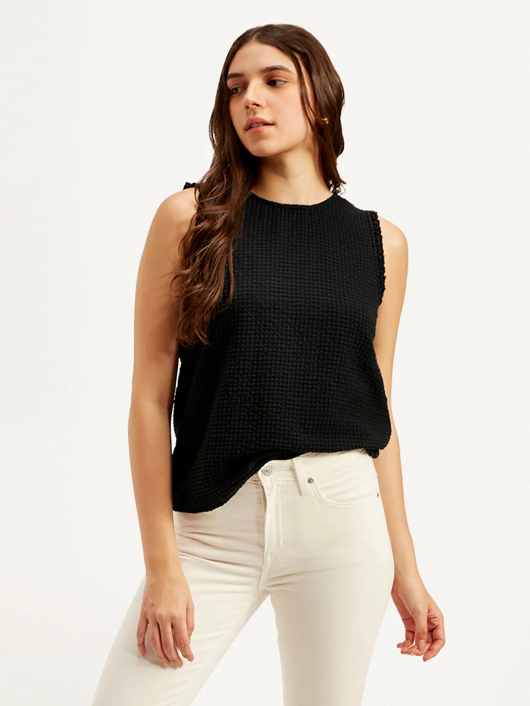 Women's Textured Black Round Neck Top - Image 2