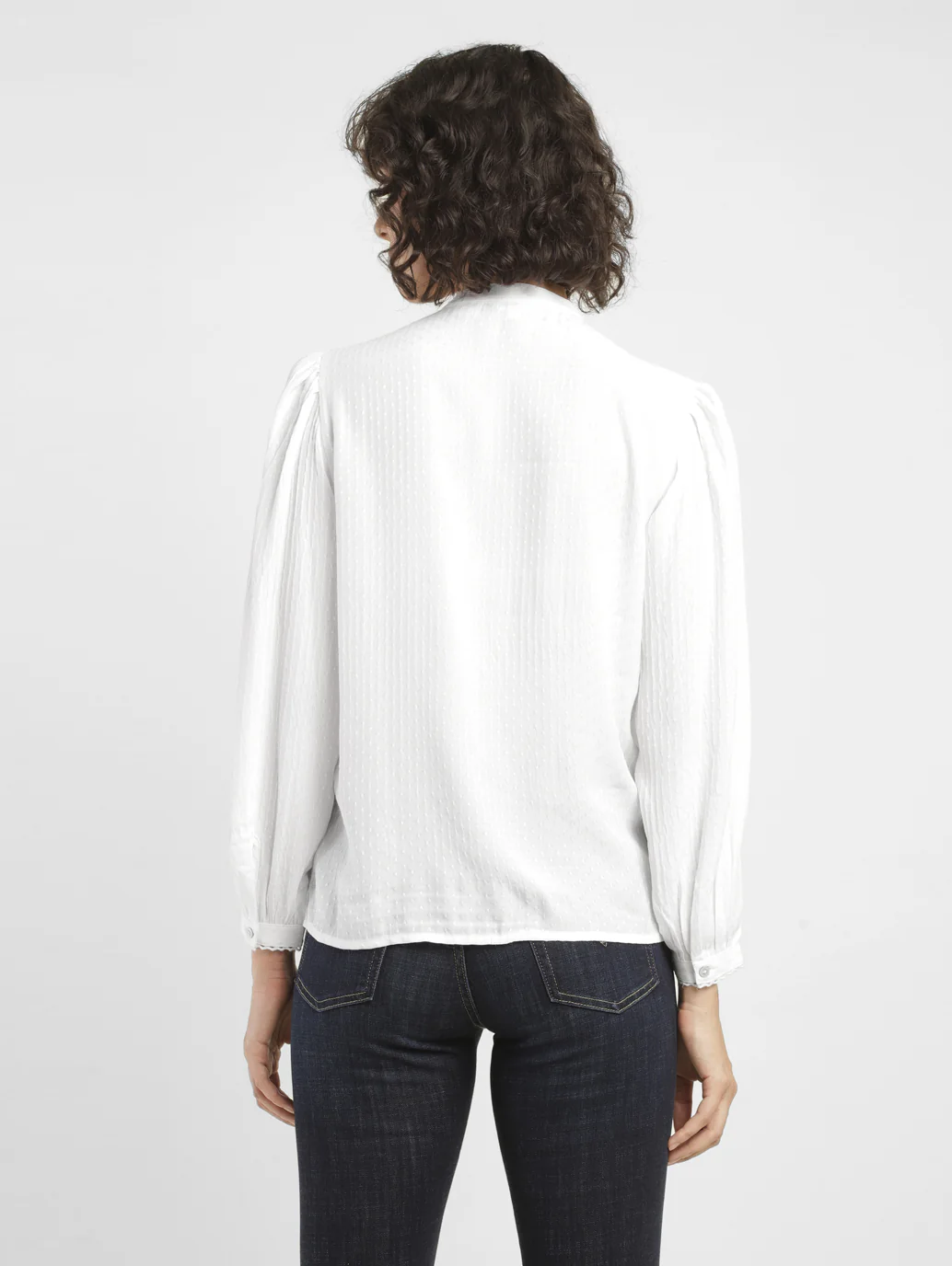 Women's Textured White Band Neck Top - Image 2
