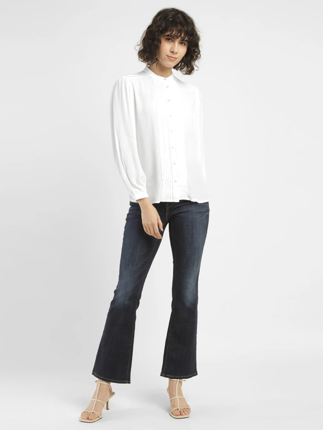 Women's Textured White Band Neck Top - Image 5