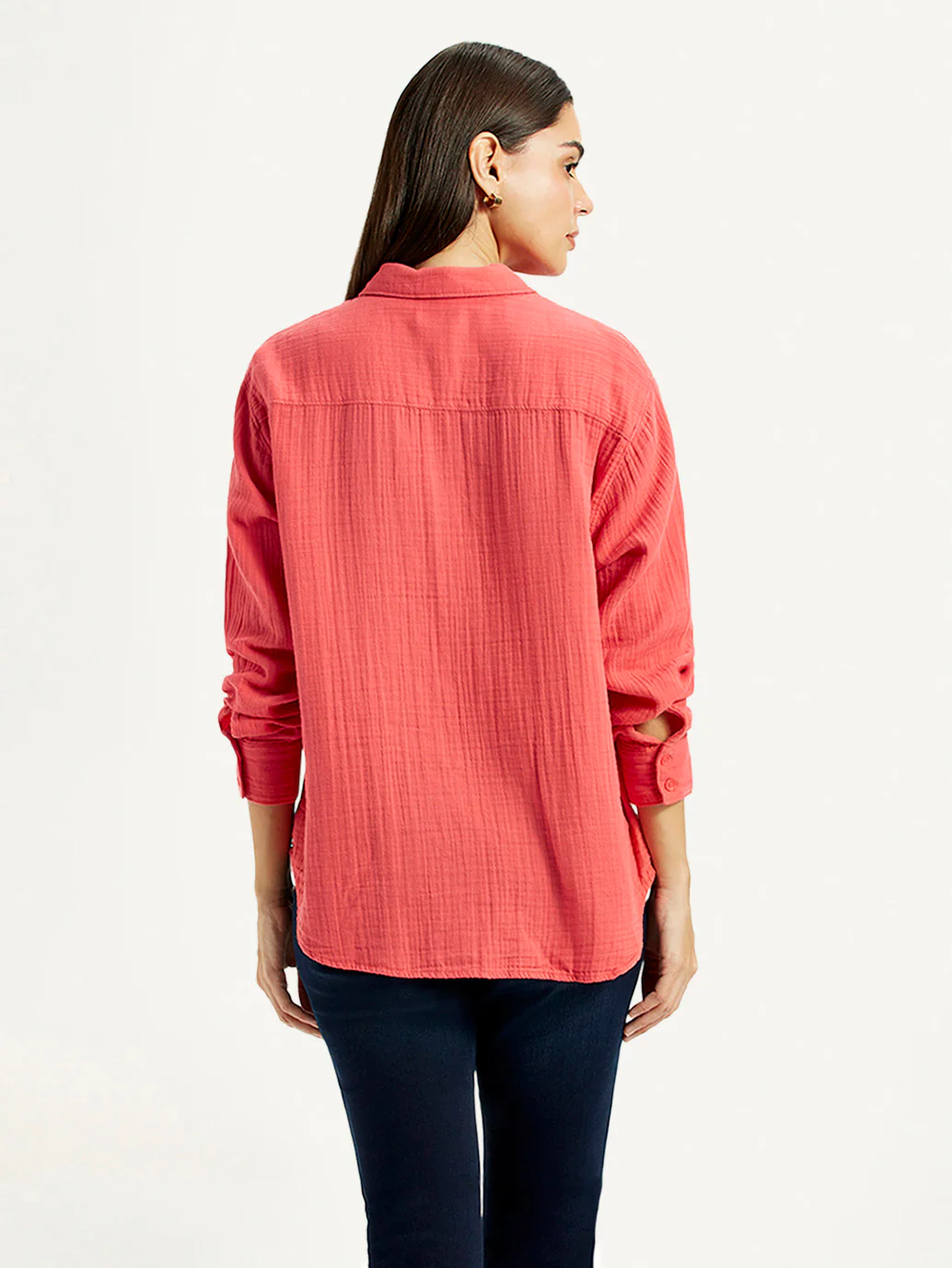 Women's Textured Coral Relaxed Fit Shirt - Image 2