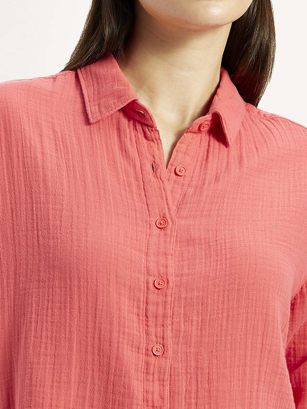 Women's Textured Coral Relaxed Fit Shirt - Image 3