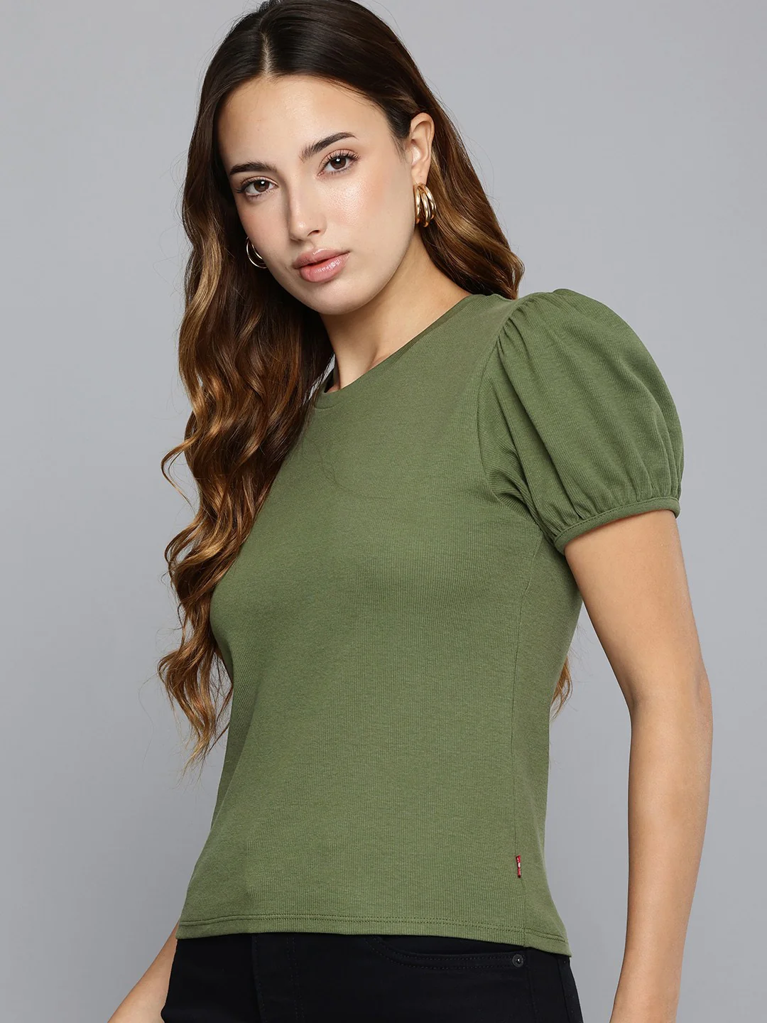 Women's Textured Green Crew Neck Top - Image 5