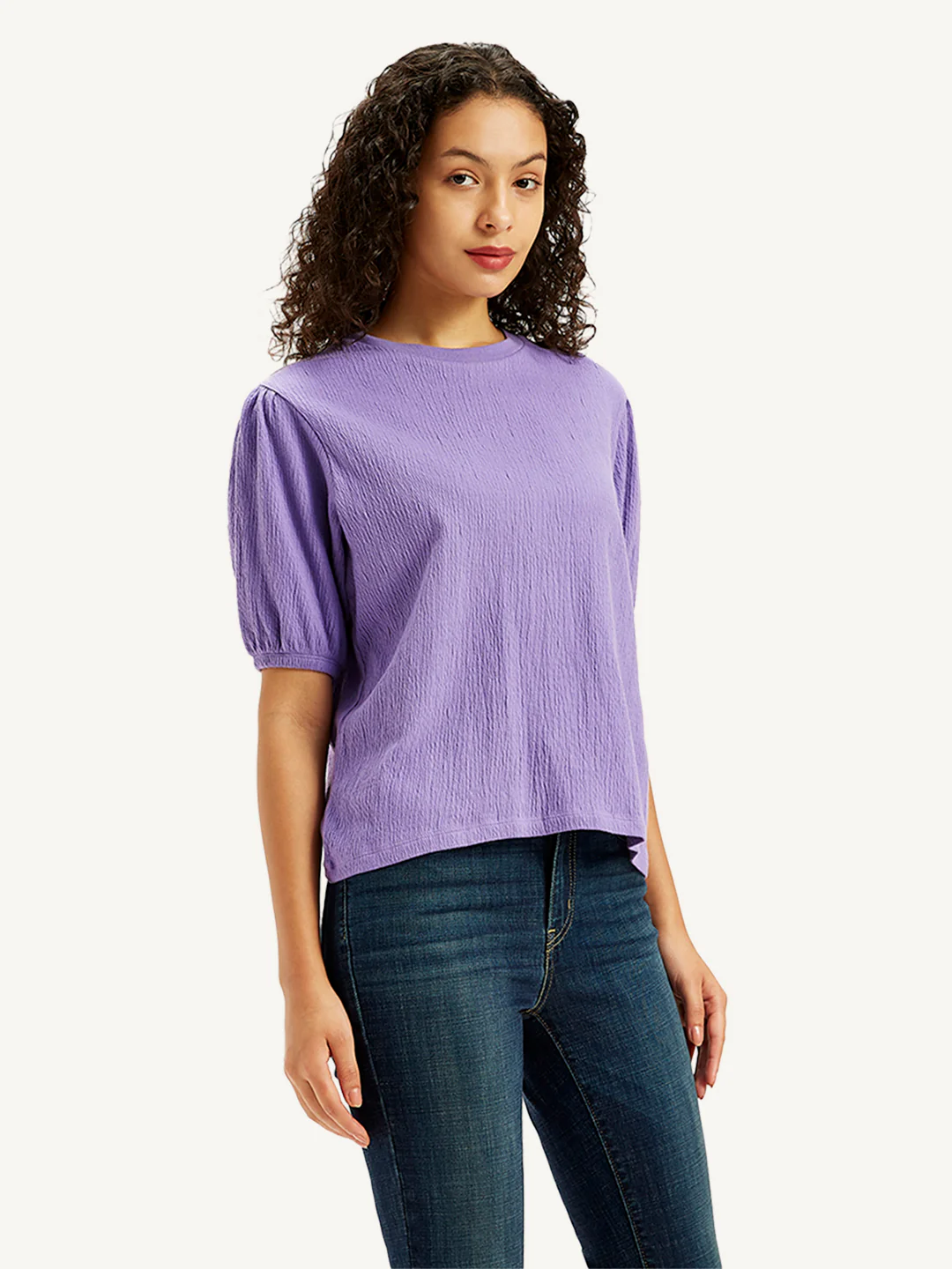 Women's Textured Crew Neck Top - Image 3