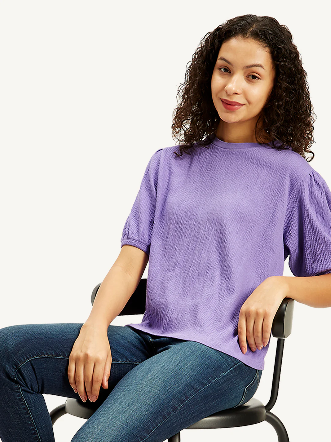 Women's Textured Crew Neck Top - Image 5