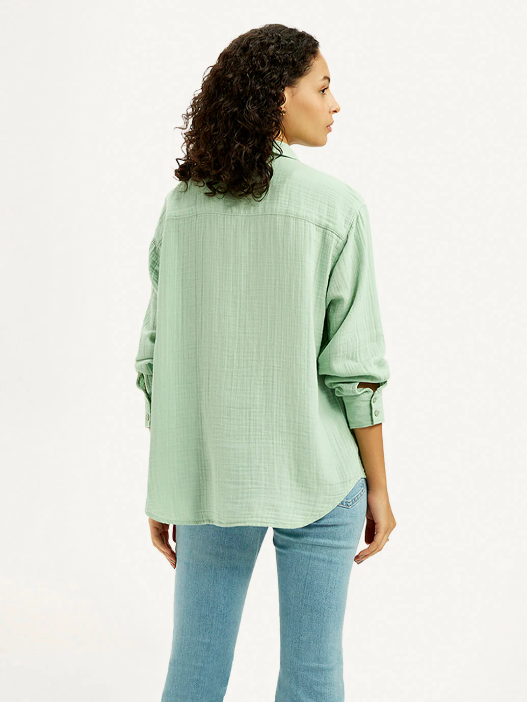 Women's Textured Light Green Relaxed Fit Shirt - Image 3