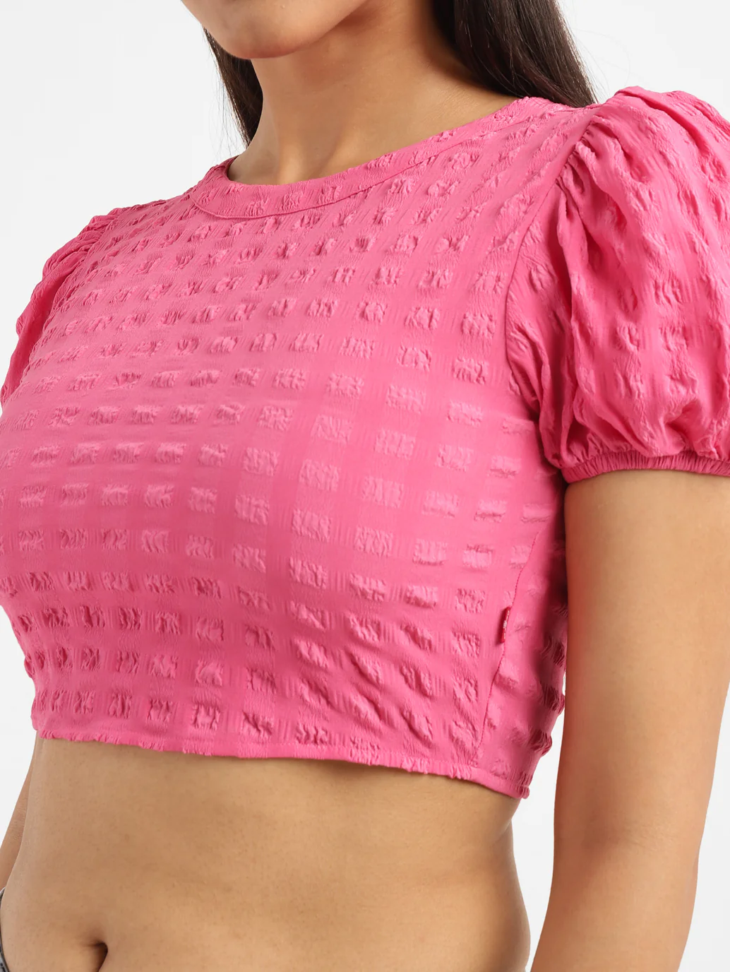 Women's Textured Pink Round Neck Top - Image 5