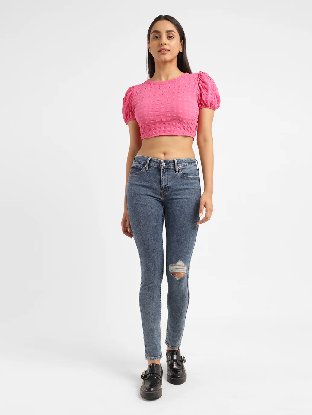 Women's Textured Pink Round Neck Top - Image 6