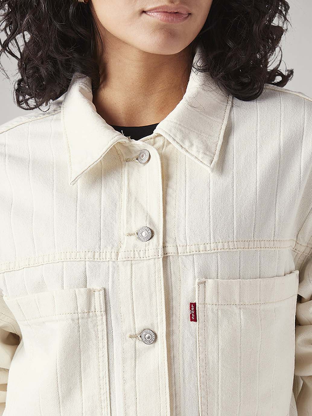 Women's Jacquard Regular Fit Trucker Jacket - Image 4