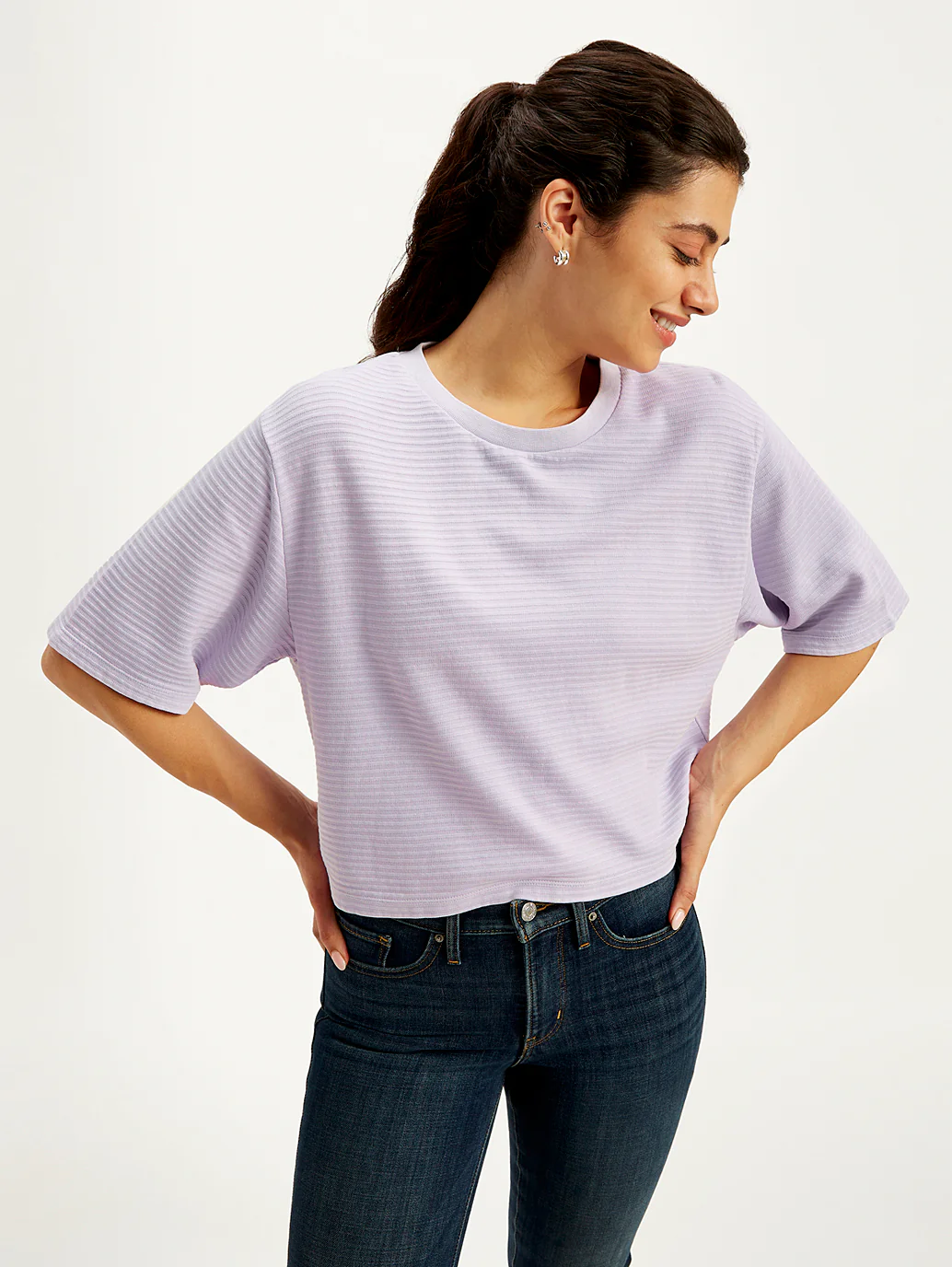 Women's Textured Relaxed Fit T-Shirt - Image 2
