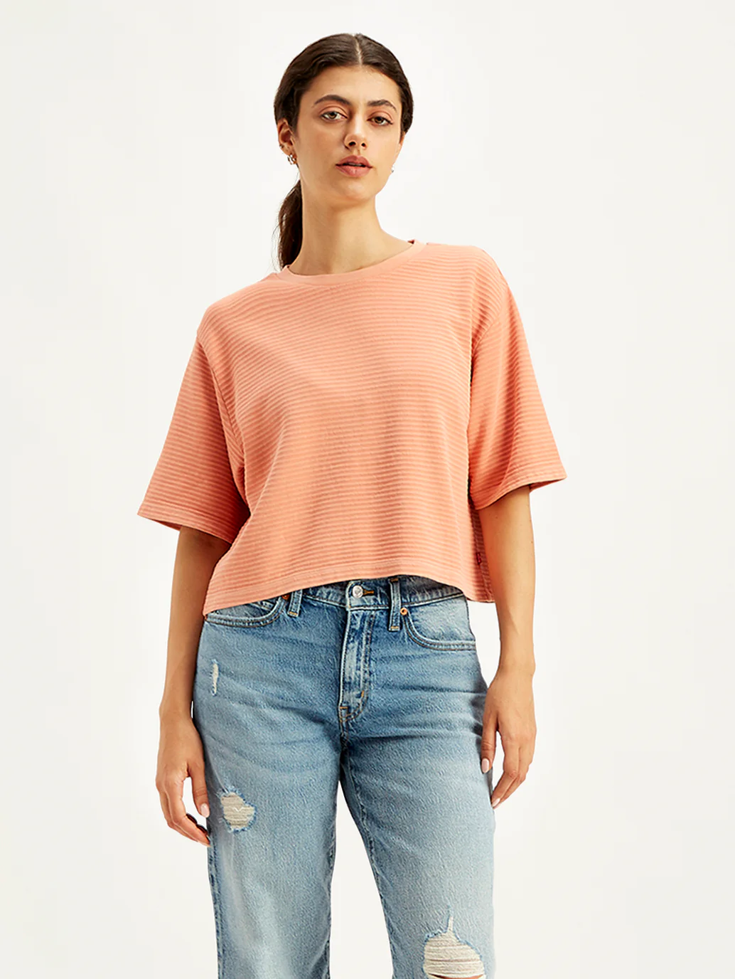 Women's Textured Relaxed Fit T-Shirt - Image 4