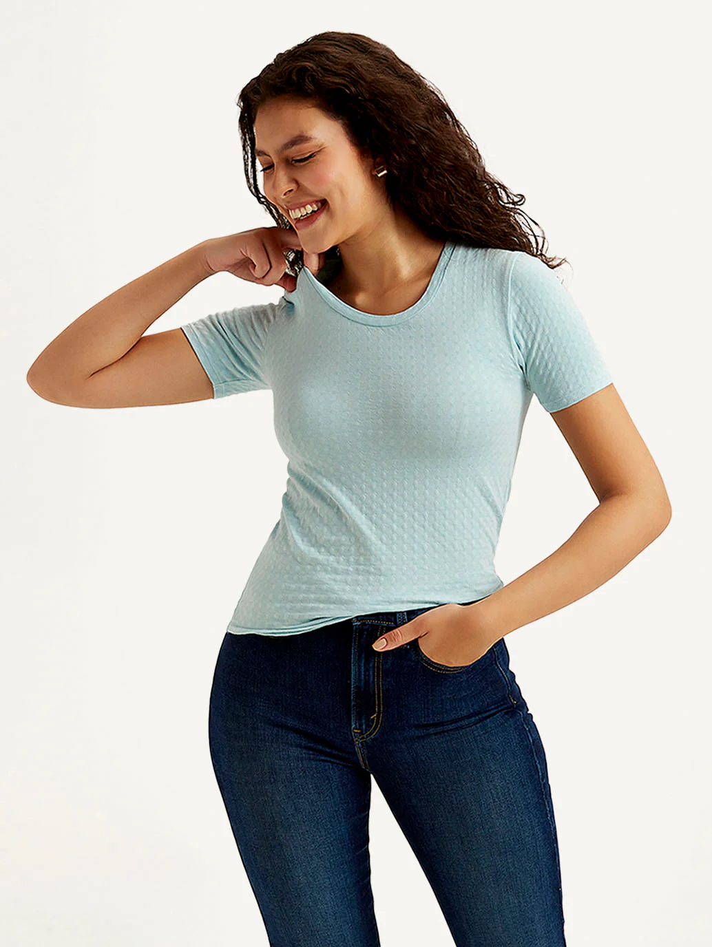 Women's Textured Slim Fit T-shirt - Image 2