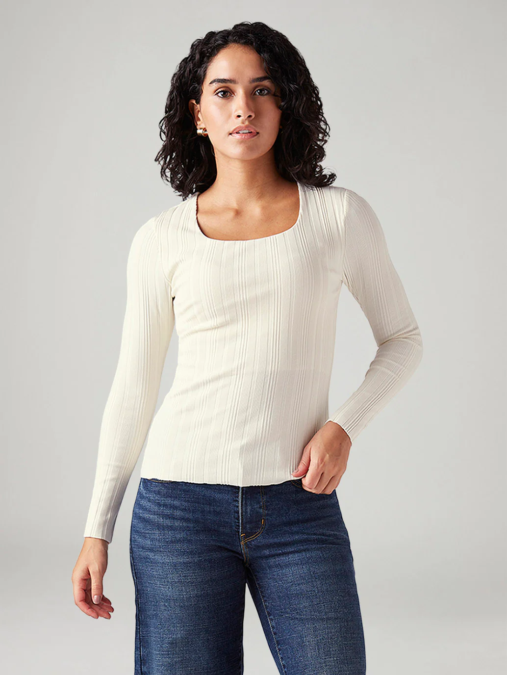 Women's Textured Slim Fit Ribbed Top - Image 2