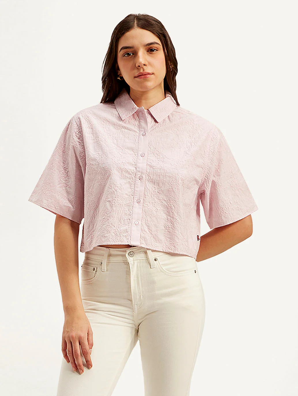 Women's Textured Spread Collar Shirt - Image 3