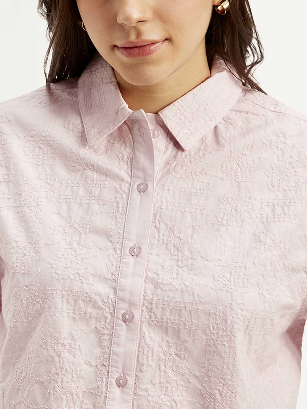 Women's Textured Spread Collar Shirt - Image 5