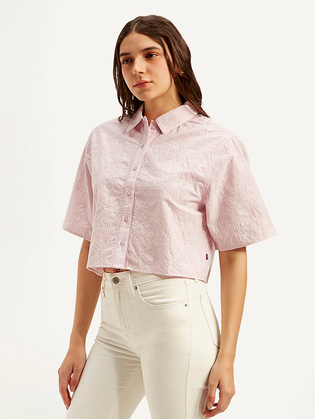 Women's Textured Spread Collar Shirt - Image 6
