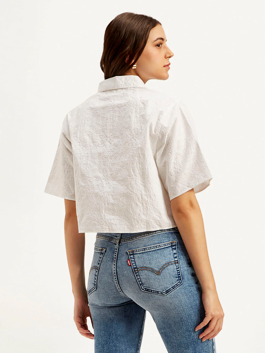Women's Textured Spread Collar Shirt - Image 3