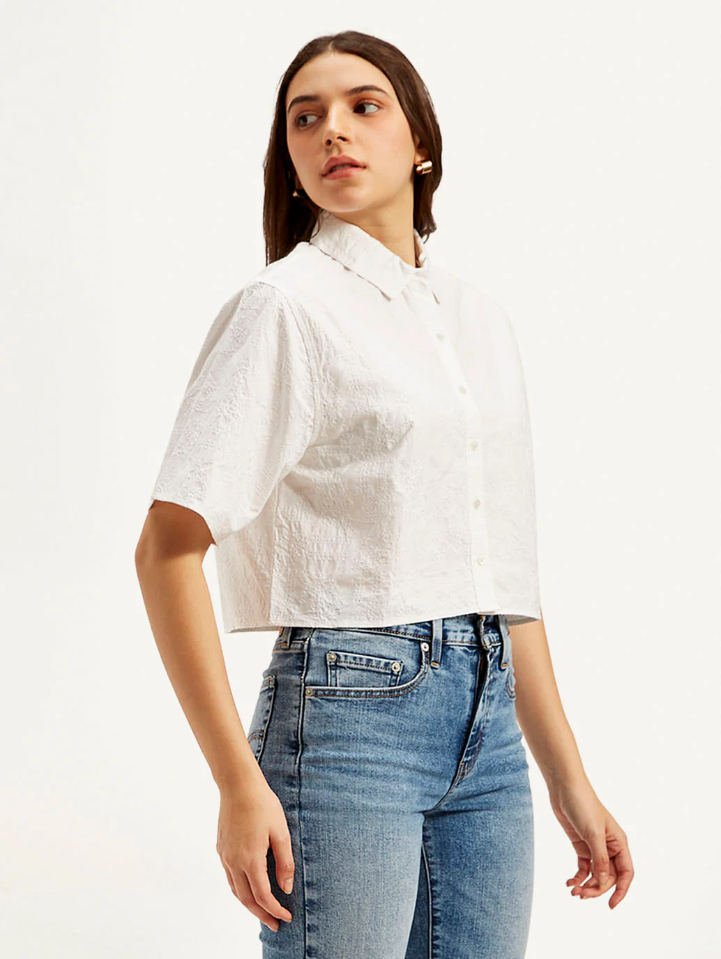Women's Textured Spread Collar Shirt - Image 5