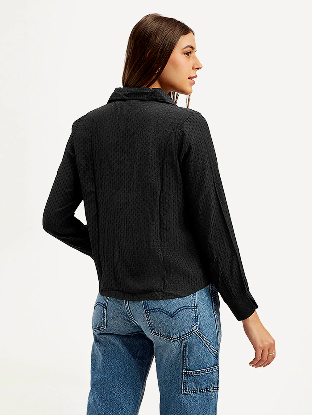 Women's Textured Spread Collar Shirt - Image 3
