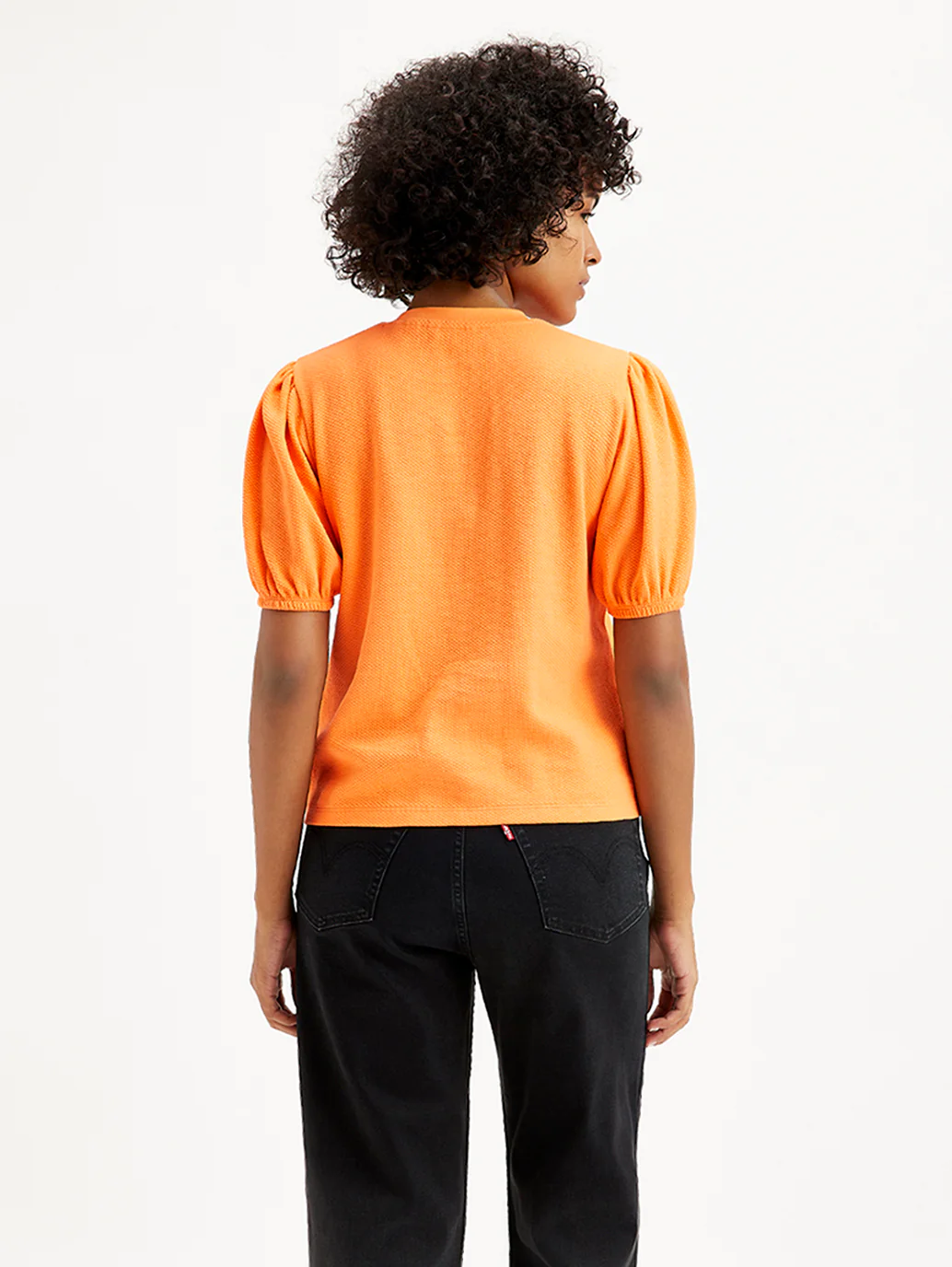 Women's Textured Orange Crew Neck Top - Image 4