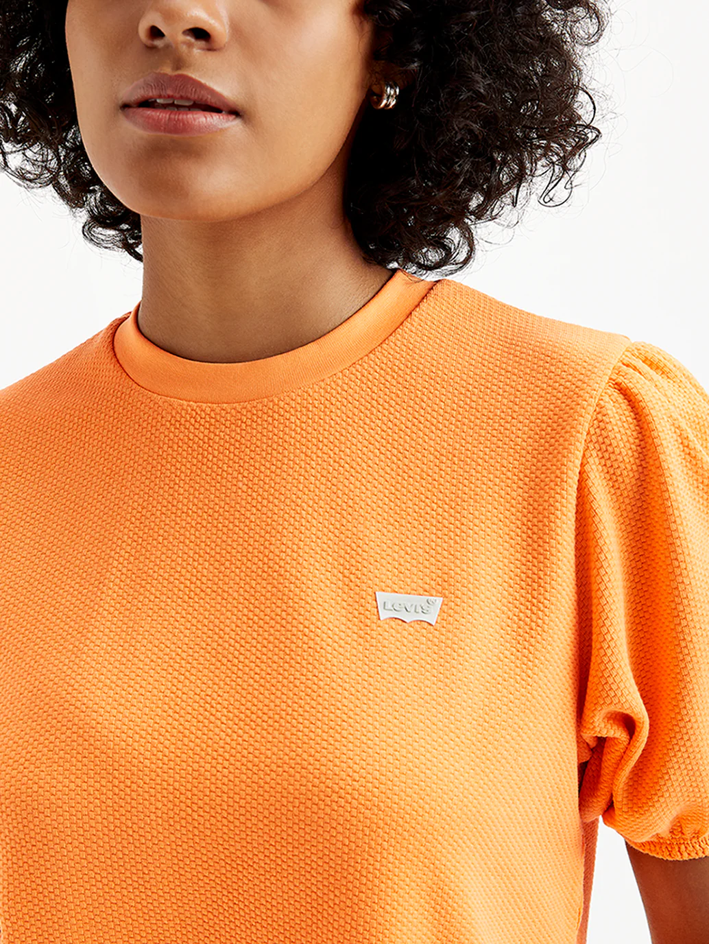 Women's Textured Orange Crew Neck Top - Image 5
