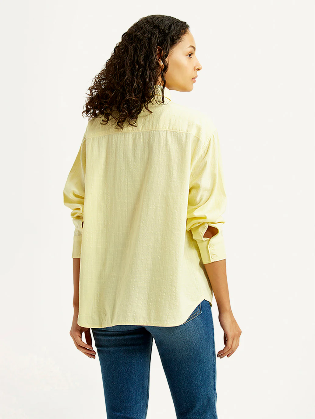 Women's Textured Yellow Relaxed Fit Shirt - Image 3