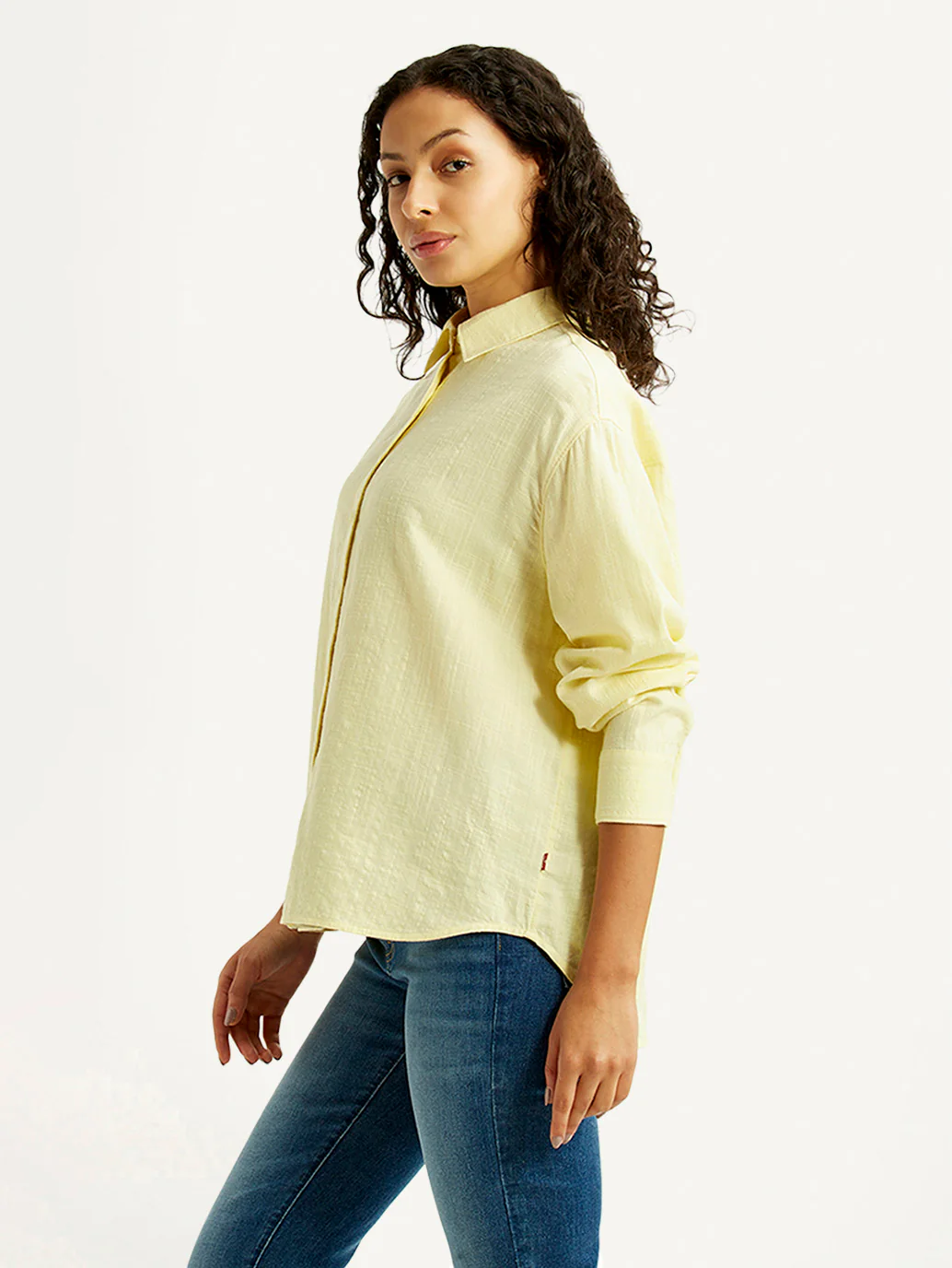 Women's Textured Yellow Relaxed Fit Shirt - Image 5