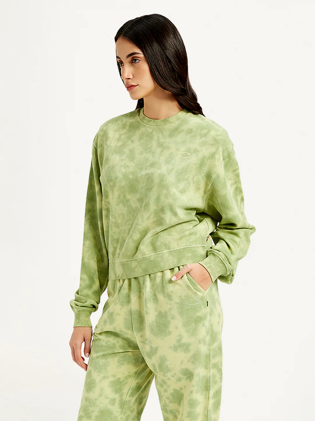 Women's Tie-Dye Green Crew Neck Sweatshirt - Image 4