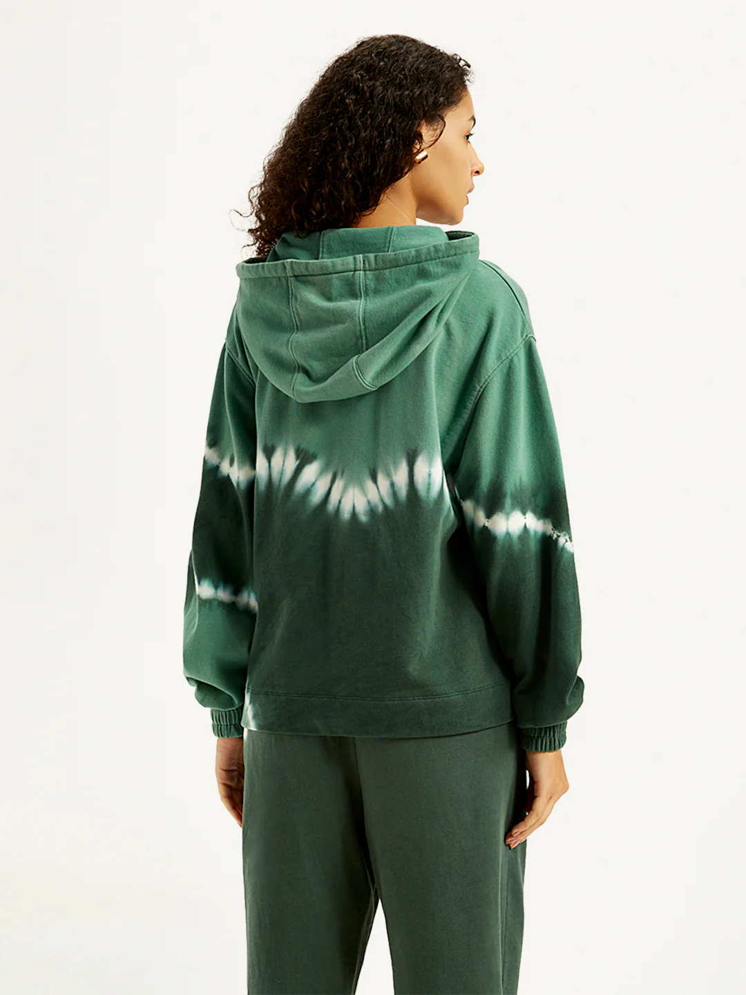 Women's Tie-Dye Green Hooded Sweatshirt - Image 2