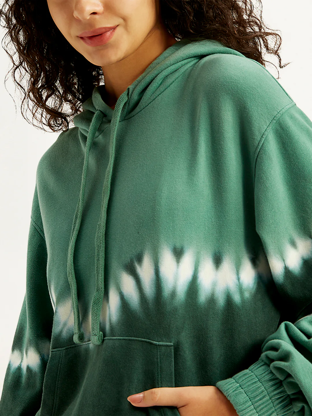 Women's Tie-Dye Green Hooded Sweatshirt - Image 4