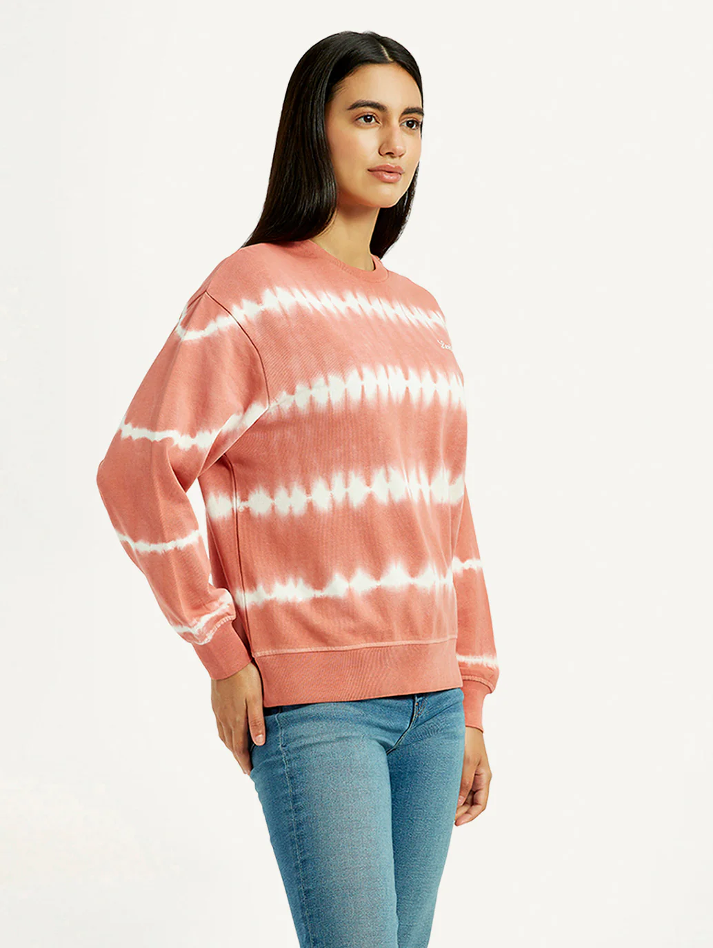 Women's Tie-Dye Peach Crew Neck Sweatshirt - Image 3