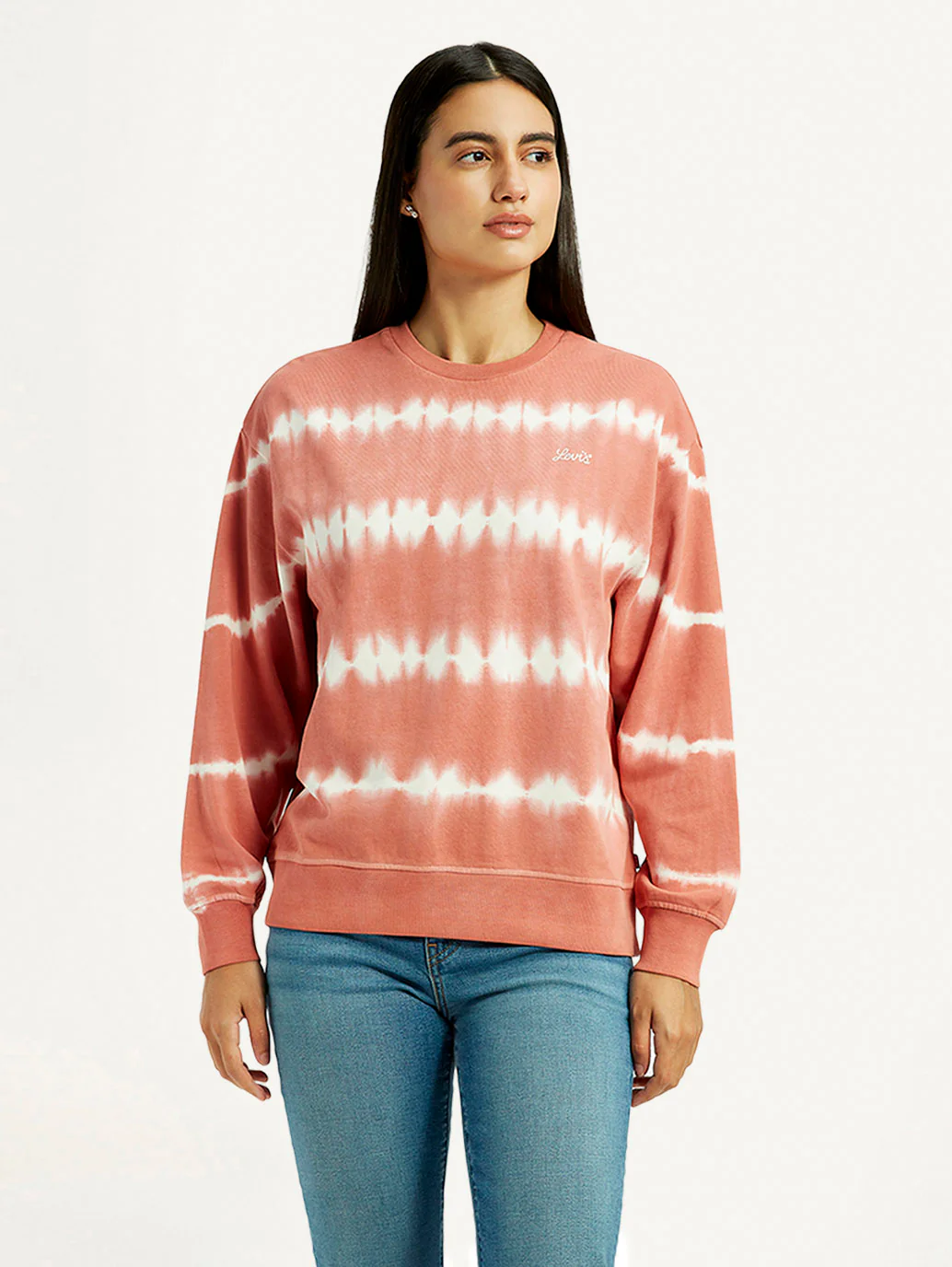 Women's Tie-Dye Peach Crew Neck Sweatshirt - Image 5