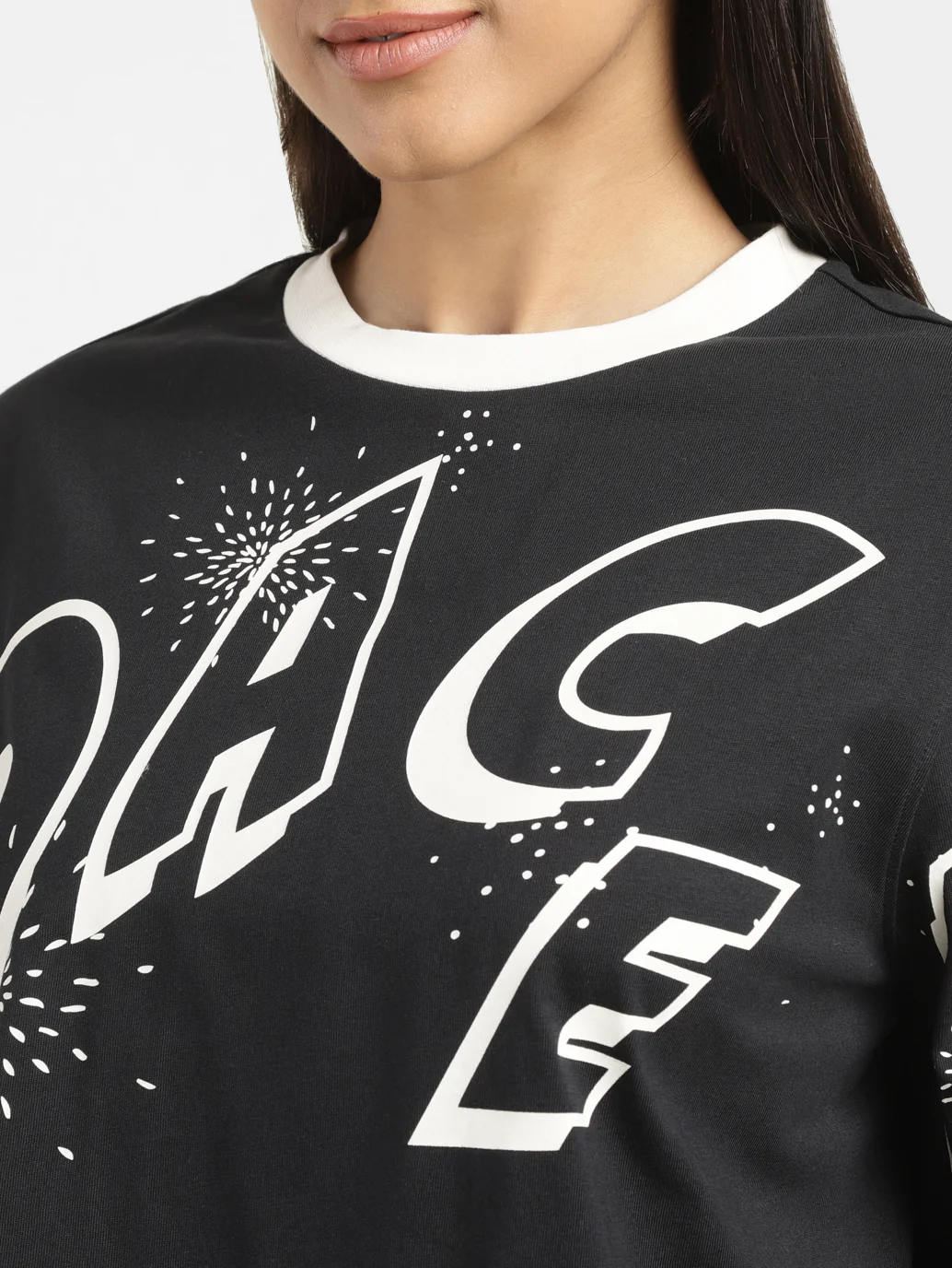 Women's Typographic Print Boxy T-Shirt - Image 6