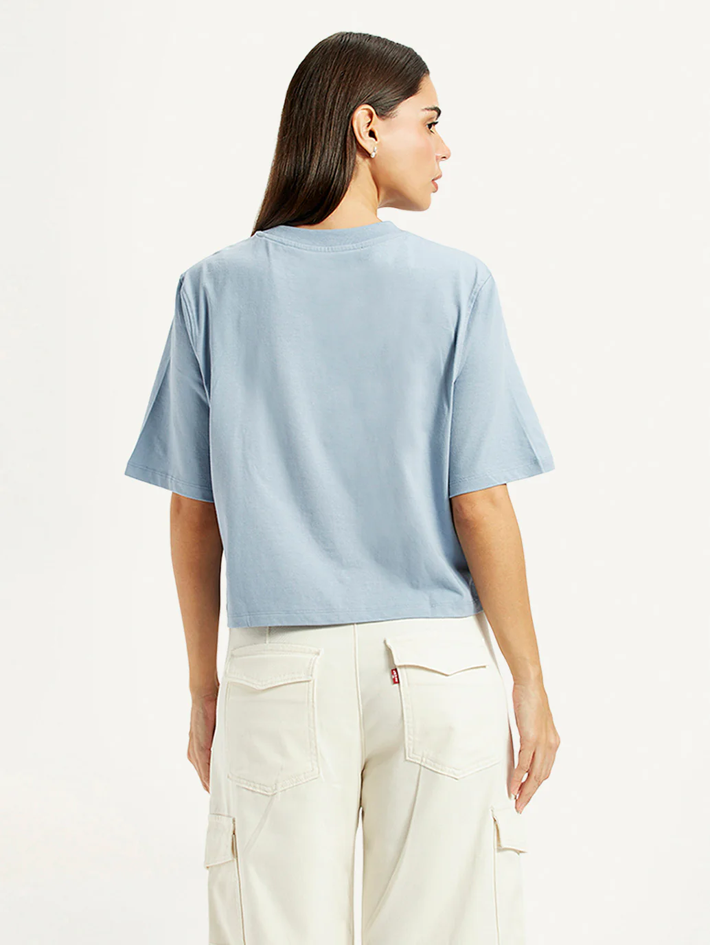 Women's Typographic Print Light Blue Relaxed Fit T-shirt - Image 3