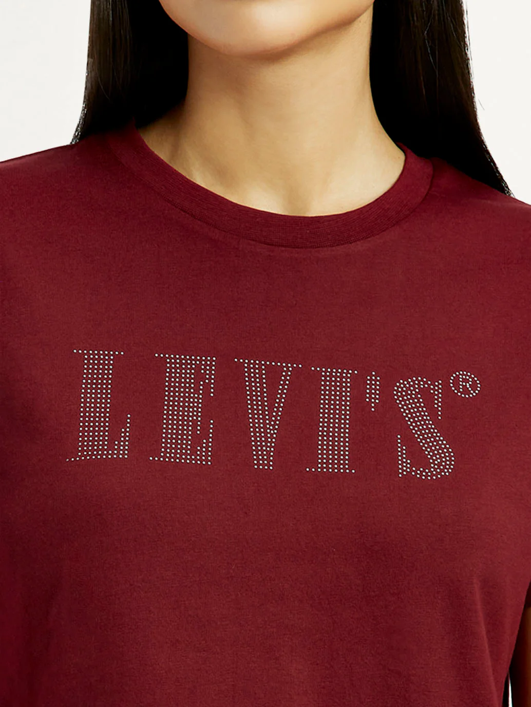 Women's Typographic Print Maroon Relaxed Fit T-shirt - Image 3