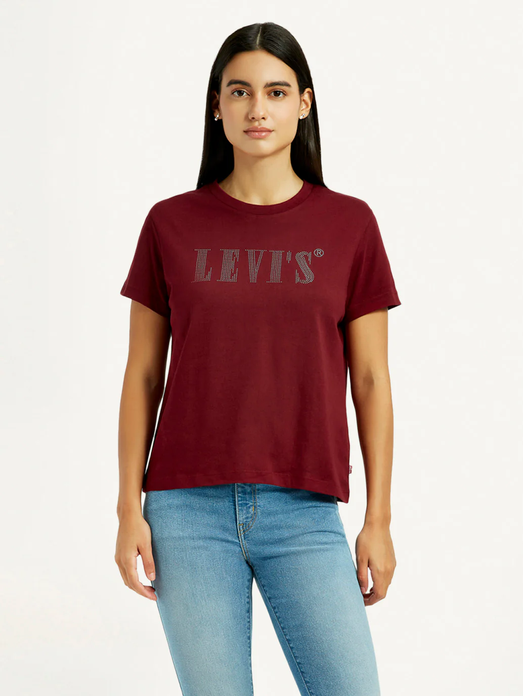 Women's Typographic Print Maroon Relaxed Fit T-shirt - Image 5