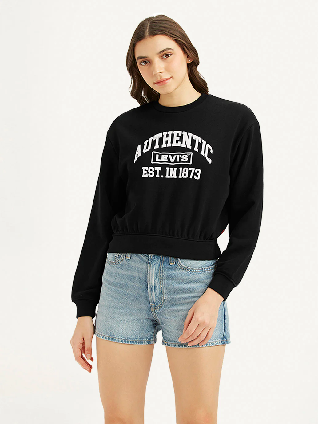 Women's Typography Black Crew Neck Sweatshirt - Image 2