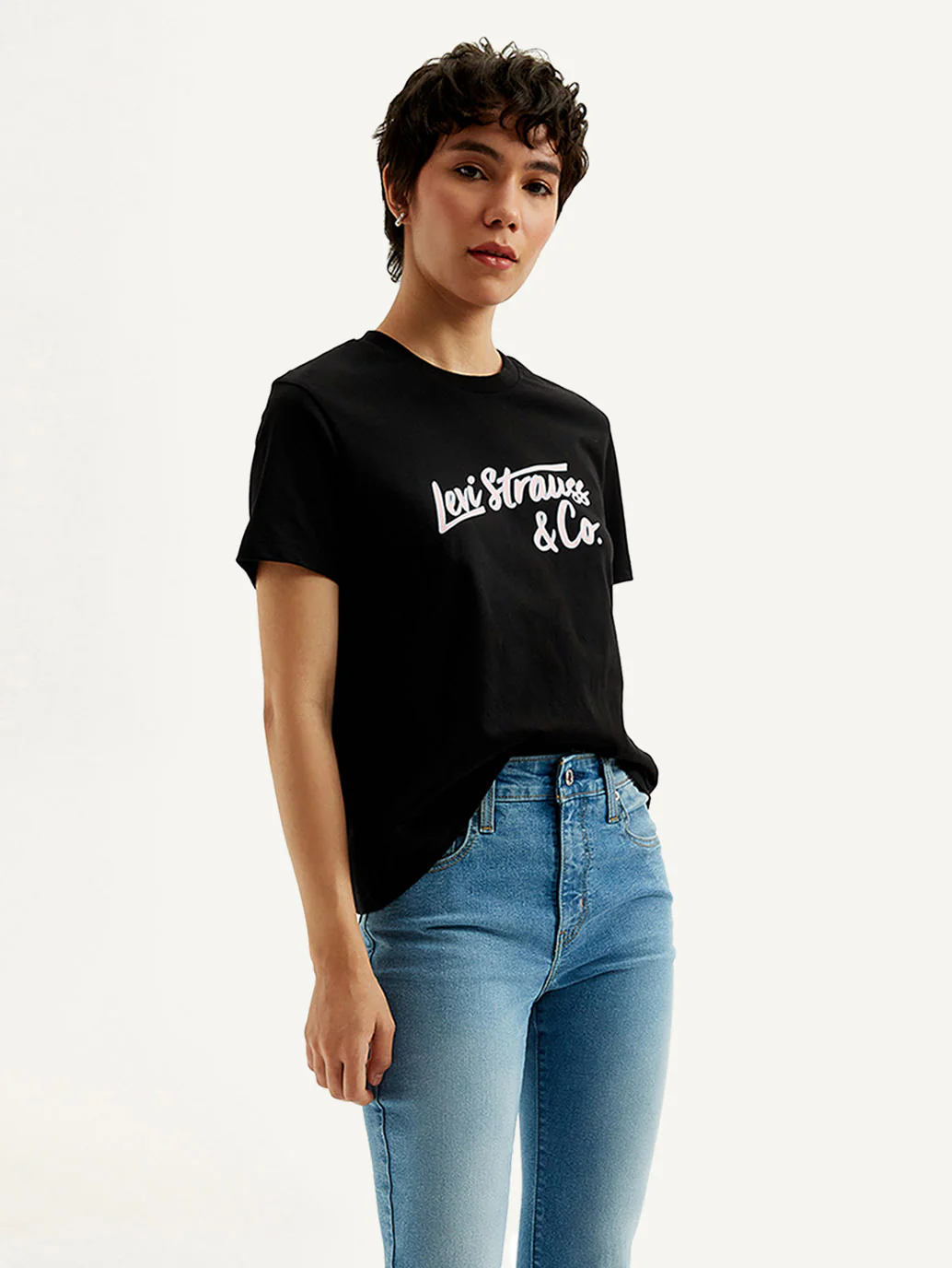 Women's Typography Black Crew Neck T-shirt - Image 2