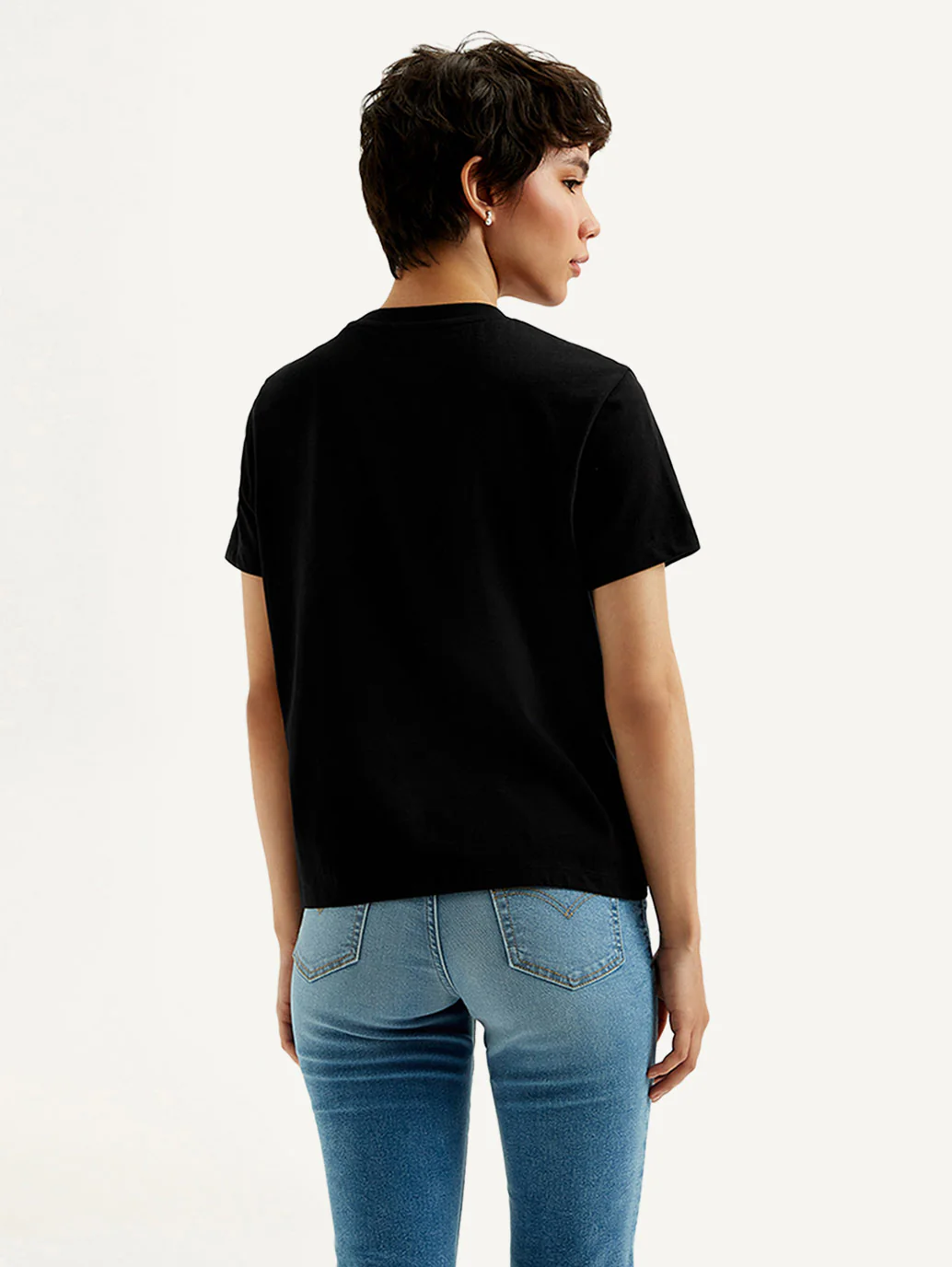 Women's Typography Black Crew Neck T-shirt - Image 3
